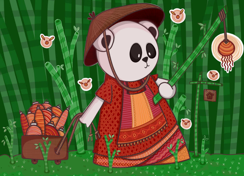 [Commission] Lantern-Seller Panda (Y-2022)