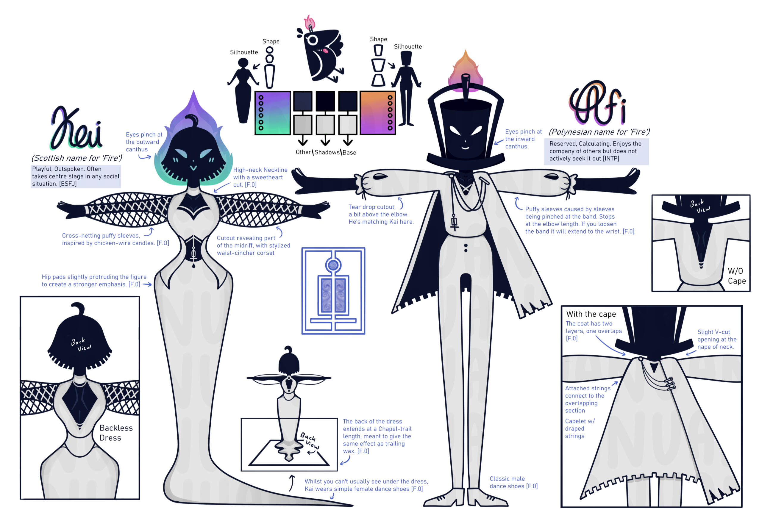 Concept art of Kai and Afi from my story, Candleteller. This specific sheet is for my 'La Seine' animatic.